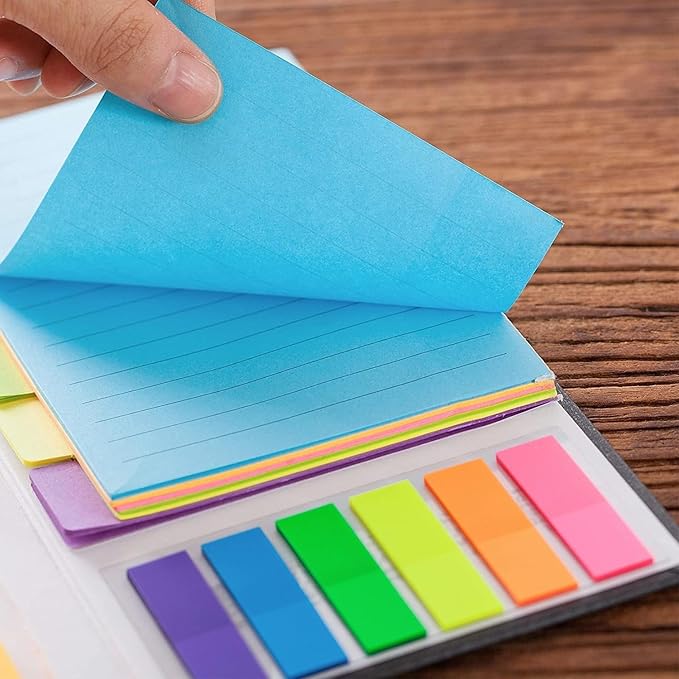 THE CEO Sticky Notes Tabs with Paper Clips- 410 Sticky Notes & Office Paper Clips for Easy Organization- Includes 240 Colorful Papers Clips for School & Desk A Fun & Functional Gift for Office Workers