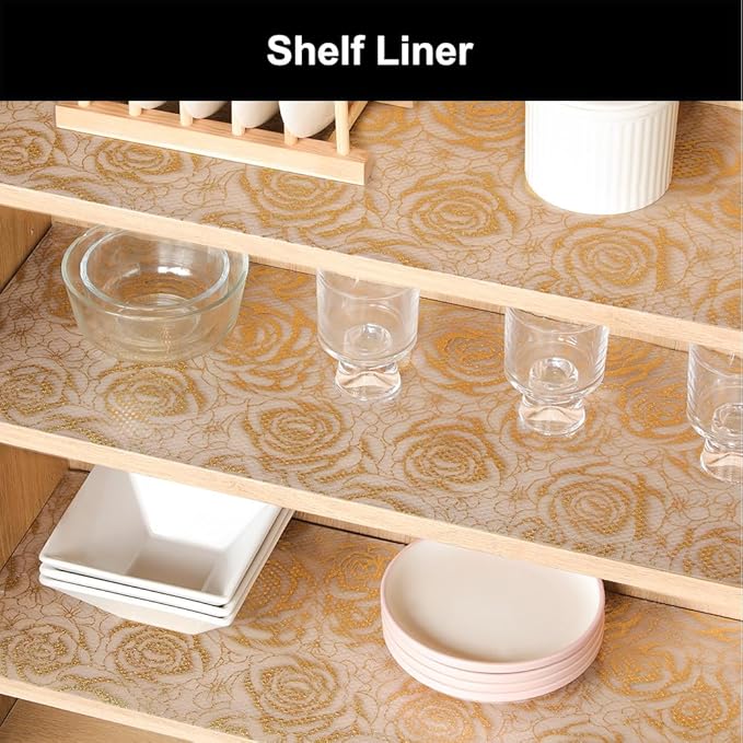 Cooyes Shelf Liner – Premium Non-Adhesive Cabinet & Drawer Liner for Kitchen – Waterproof Shelf Paper with Modern Pattern – Durable EVA Cabinet Mat – Easy to Cut （12" W x 120" L）