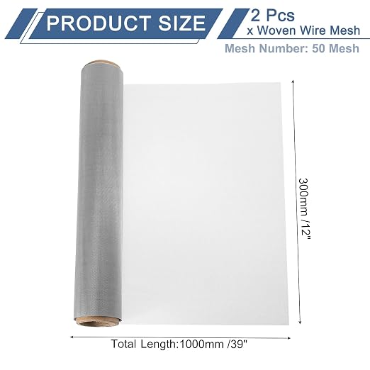 uxcell 2Pcs 50 Mesh 39" x 12" Woven Wire Mesh, 304 Stainless Steel Air Vent