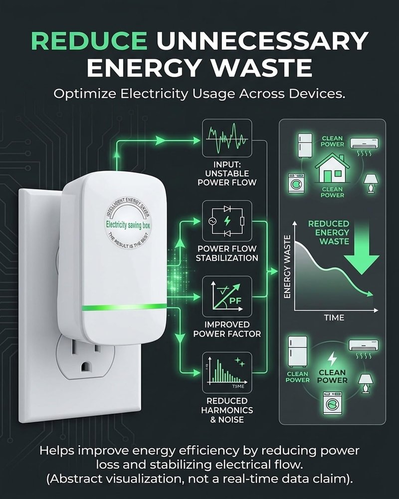Electricity Saving Box Energy Power Savings Device to Reduce Electric Bill Power Energy Electricity Factor Saver Smart Intelligent Plug in Home Office Surge Protector Strips Voltage Outlet