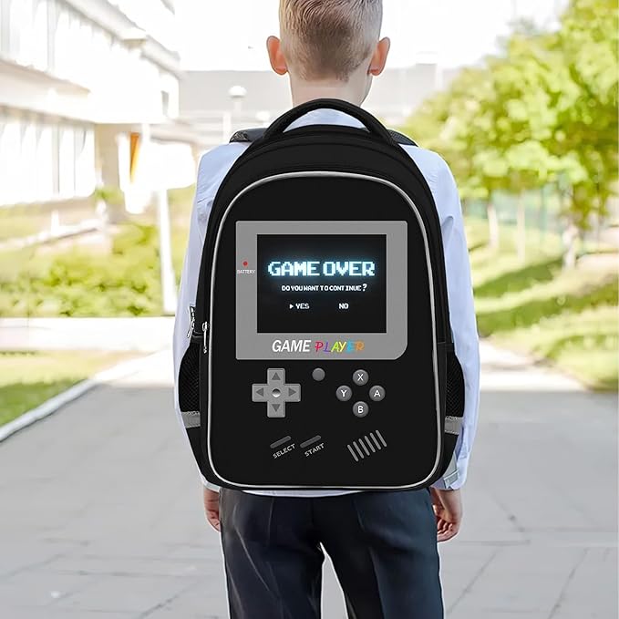 Backpack for School Boys,Gamer Boys Backpack for Elementary Middle School,Student Bookbag for Ages 6-18 Kids Children Teens,17″ Video Game Bookbag Travel Back Pack