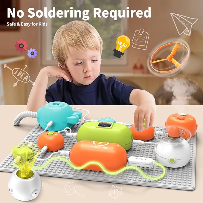 STEM Science Kit for Kids - Electronics Exploration Educational Toy, 31 Circuit Parts & 300+ Projects, No Soldering Needed, Toddler Coding Experiment Gifts for Boys Girls Ages 3-12