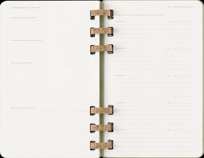 Moleskine Spiral 12 Month 2025 Solar Year Planner, Hard Cover, Large (5" x 8.25"), Kiwi, 200 pages