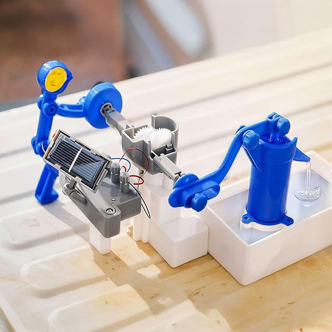 Green Science - Hybrid Solar Power Water Pump - Dual Power STEM Toys Educational Kit for Kids - Solar and Battery Operated Pumping System - Solar Robot - DIY Science Experiment Toy for Learning & Fun