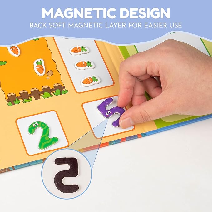brenzo Magnetic Numbers and Arithmetic Book Set, 96 PCS Math Manipulatives with Addition & Subtraction Games, Number Magnets for Kids Learning, Portable Learning Toys for Homeschool & Classroom