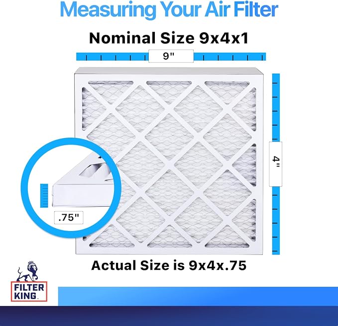 Filter King 9x4x1 Air Filter | 4-PACK | MERV 8 HVAC Pleated A/C Furnace Filters