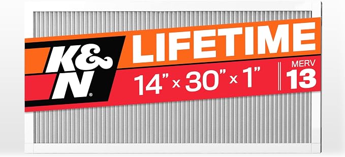 K&N 14X30X1 HVAC Furnace Air Filter, Lasts a Lifetime, Merv 13, the Last HVAC