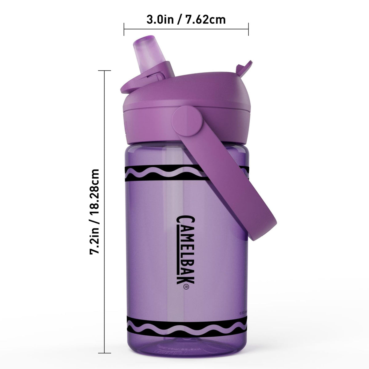 CamelBak Crayola Flip Straw Kids Water Bottle with Bite Valve, Tritan Renew Design for School and Everyday Use, 14oz, Violet