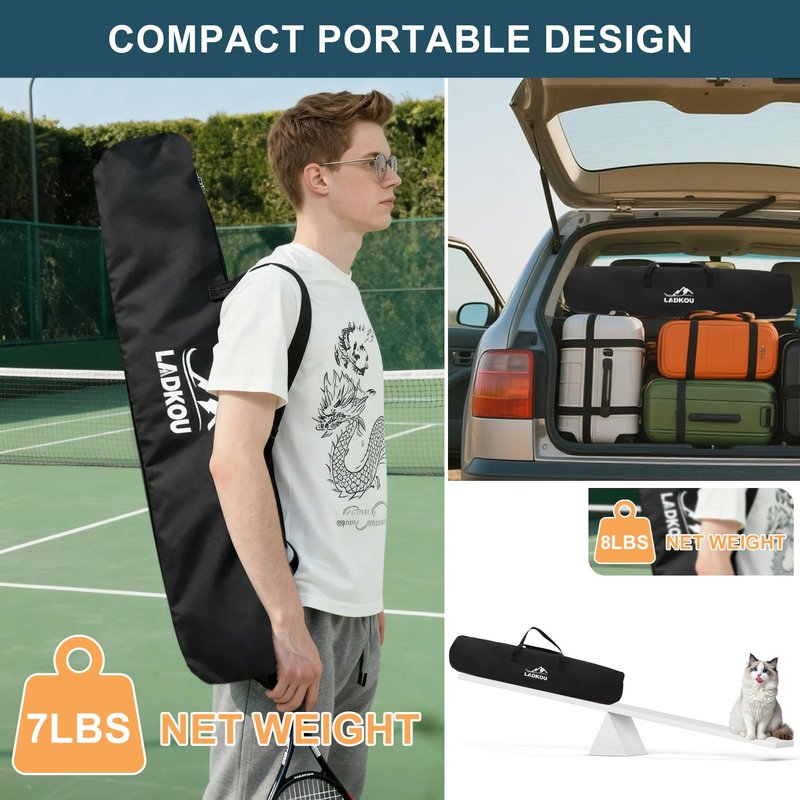 Ladkou Extra Large Tennis Ball Hopper, Holds 200 Balls, Foldable Tennis Ball Basket with Wheels & Removable Bag, Lightweight Pickleball Caddy Cart for Baseball/Softball, for Training/Teaching
