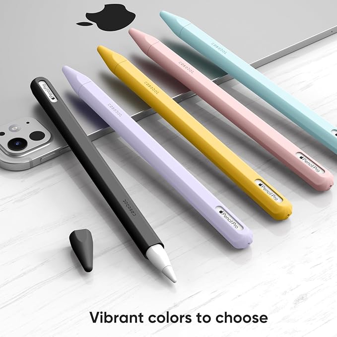 Fintie Silicone Sleeve for Apple Pencil Pro & Apple Pencil 2nd Generation, Light Pen Skin Case Cover Soft Protective Grip Holder with 2 Nib Covers Accessories, Black