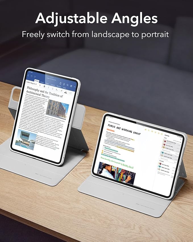 ESR for iPad Pro 13 Inch Case (M5/M4) 2025/2024, Removable Magnetic Cover, Vertical Stand, Fully Supports Pencil Pro and Pencil(USB-C), Rebound 360 Series, Brilliant White