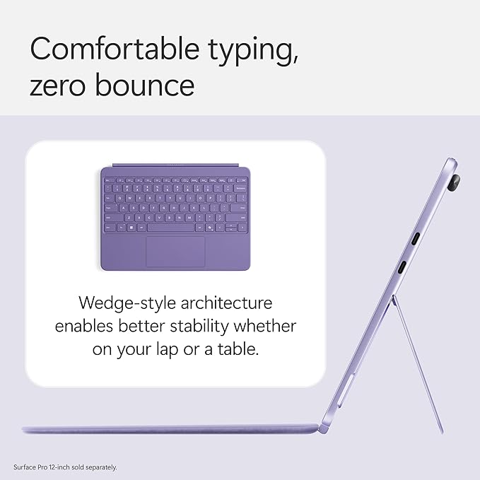 Microsoft Surface Pro Keyboard and Slim Pen 2 Bundle for Surface Pro 12" Device, Alcantara Material, Violet