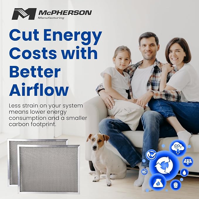McPherson Reusable Air Filter 24x24x1 | Washable MERV 8 | Made in USA Metal