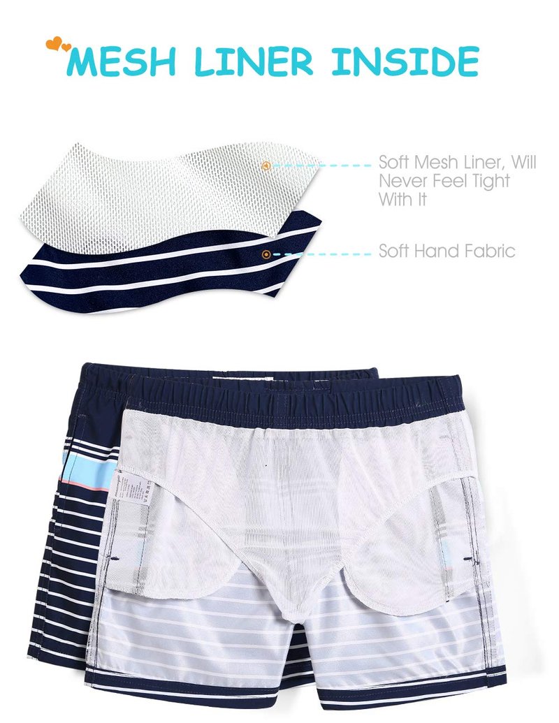 maamgic Boys Swim Trunks Toddler Swim Shorts Little Boys Bathing Suit Swimsuit Toddler Boy Swimwear,Striped-Navy Blue,3 T