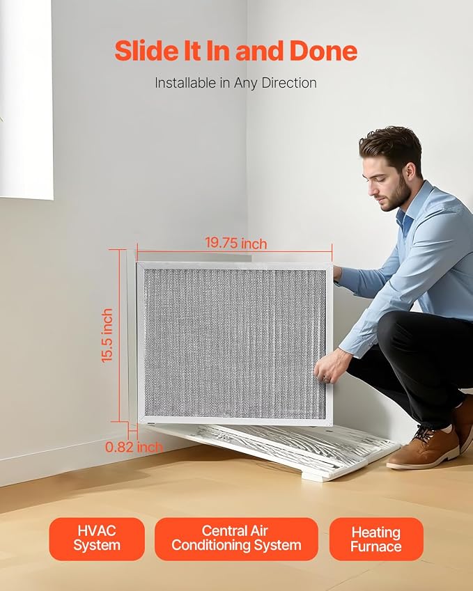 VEVOR Electrostatic Air Filter, MERV 8 Long Lifetime, Healthier Home or Office