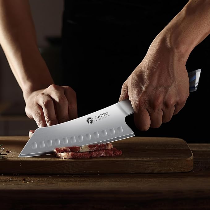 FINTISO 7 Inch Chef Knife,Japanese Ultra Sharp Santoku Knife,2026 New Upgrade High Carbon Stainless Steel Kitchen Knife,Premium G10 Handle,Versatile Cutting for Meat & Veggies