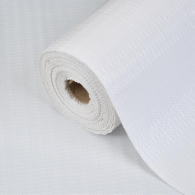 Drawer Shelf Liner for Kitchen Cabinets, Non Adhesive Slip Resistant Shelf Paper Easy to Clean, Strong Grip Thickened Waterproof Washable Mats for Pantry Shelves Cupboard Dresser(White, 12 in x 20 FT)