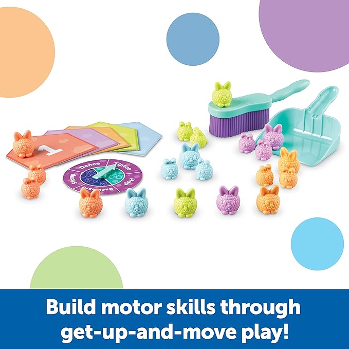 Learning Resources Count & Clean Dust Bunnies - Fine Motor Skills, Color and Shape Matching for Kids, Number Recognition, Toddler Montessori Sensory Toys, Birthday Gift for Boys and Girls