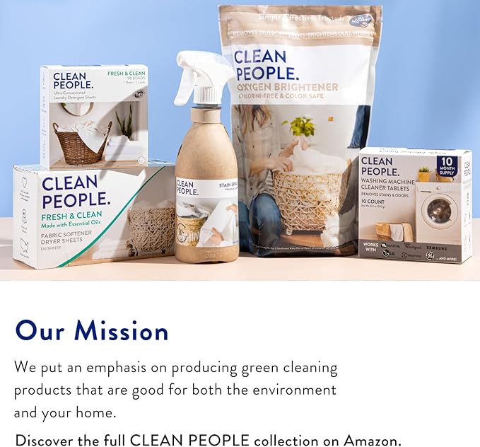 Clean People All Natural Liquid Fabric Softener - Plant-Based, Eco Friendly - Naturally Softens & Removes Static Cling - Vegan - Fresh Scented Laundry Softener - 100 fl oz - 140 loads