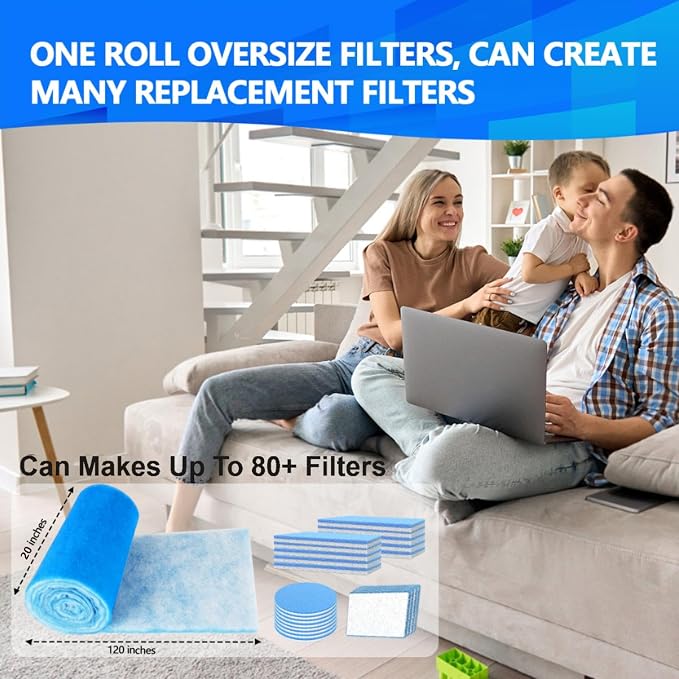 20" x120" Air Vent Filters, Cut to Fit Air Filter, MERV 8 Triple Vent Filter