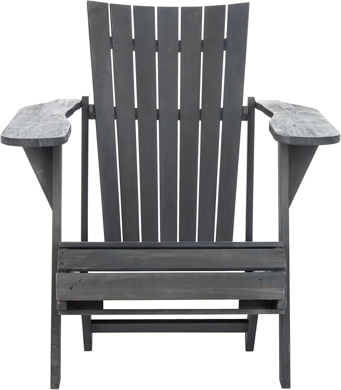 SAFAVIEH PAT6760A Outdoor Collection Merlin Natural Retractable Foot Rest Adirondack Chair