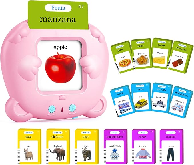 Spanish & English Talking Flash Cards for Toddler, 510 Sight Words Learning Toys, ABC & Numbers Educational Montessori Toys, Speech Therapy Toys, Children's Sensory Preschool Learning Birthday Gifts