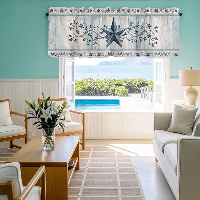 Texas Star Blue Curtain Valances