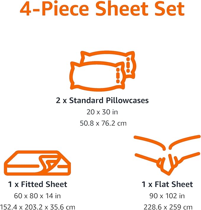Amazon Basics Kid's Soft Easy-Wash Lightweight Microfiber 4-Piece Sheet Set, Queen, Unicorn and Rainbow