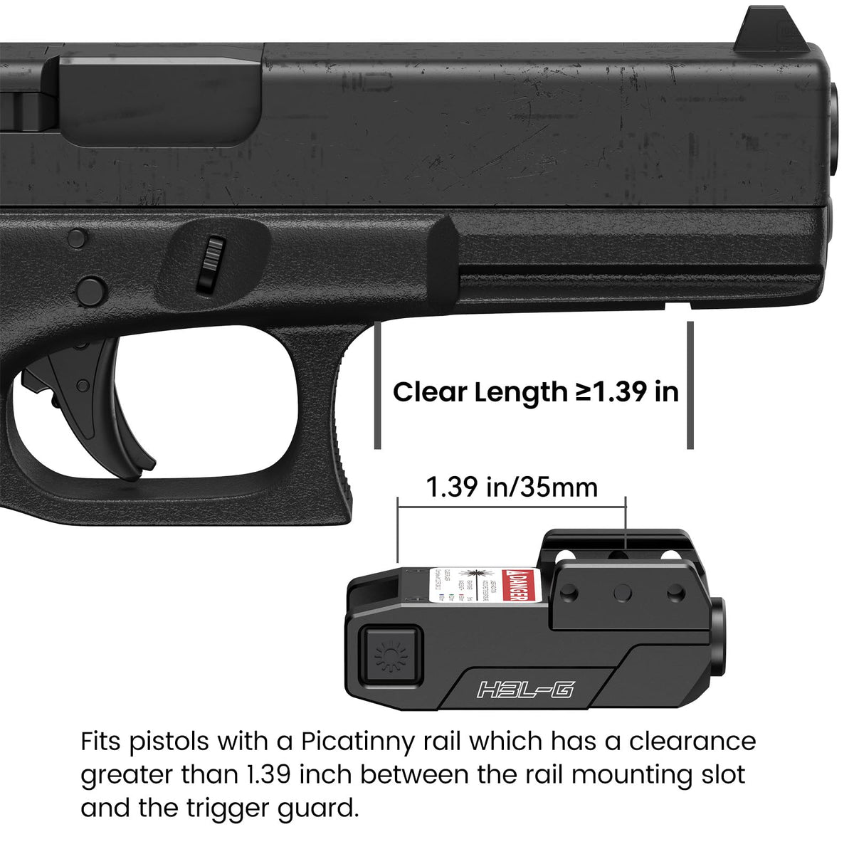 Votatu H3L-G Green Laser Sight, Aluminum Ultra Low Profile Picatinny Mount Green Dot Sight, Strobe Mode Available, Magnetic USB Rechargeable and Ambidextrous Control