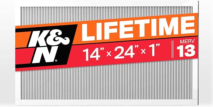 K&N 14X24X1 HVAC Furnace Air Filter, Lasts a Lifetime, Merv 13, the Last HVAC