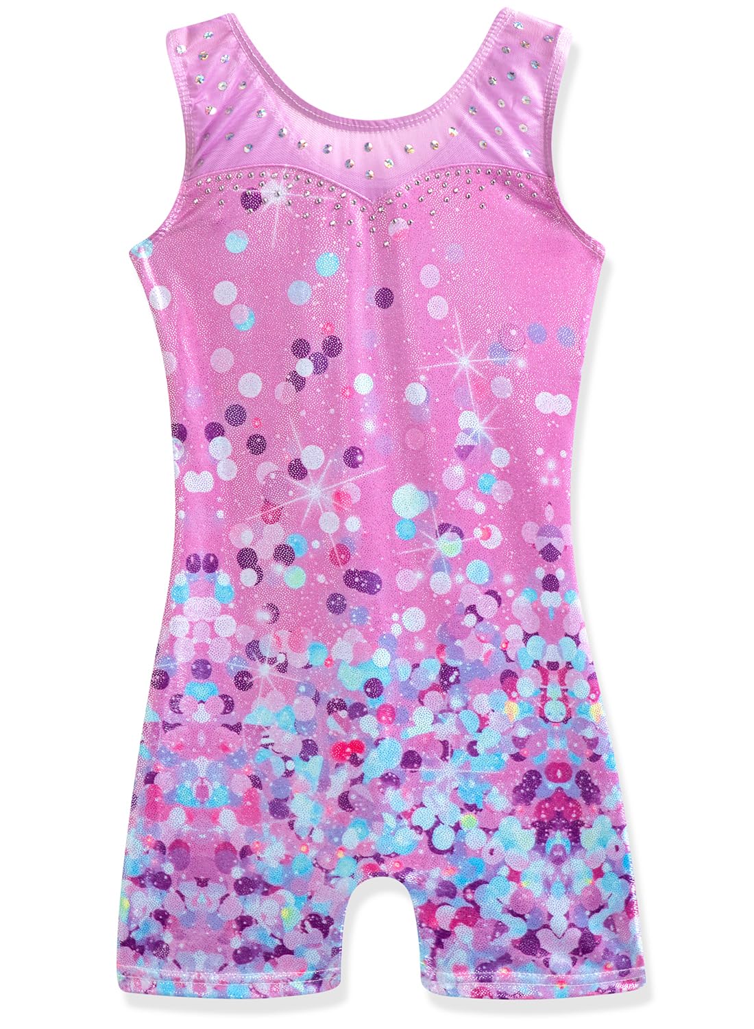 HOZIY Gymnastics Leotards for Girls 4t 5t Purple Sequins Diamond Rhinestones Mesh Strap Tumbling Outfits Dance Clothes Apparel Sparkly