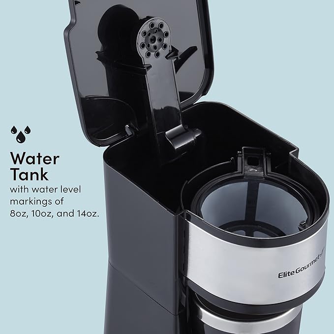 Elite Gourmet EHC112 Personal Single-Serve Compact Coffee Maker, Black