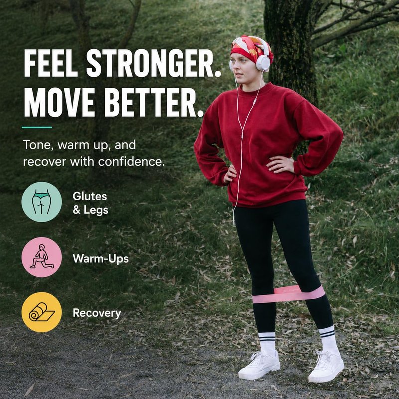 JOINTHERA Premium Latex Free Resistance Bands for Working Out - Set of 5 + Carrying Bag | Non Latex Mini Loop Workout Bands Resistance for Women and Men | Physical Therapy, Legs Exercise and Pilates