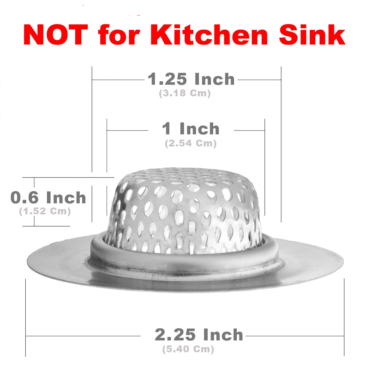 2 Pack - 2.25" Top / 1" Basket- Sink Strainer Bathroom, Utility, Slop, Laundry, RV and Lavatory Sink Drain Strainer Hair Catcher. Stainless Steel - Hilltop Products