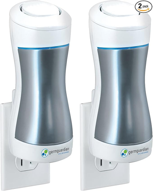 GermGuardian GG1000 Pluggable UV-C Sanitizer and Deodorizer, Kills Germs, Freshens Air and Reduces Odors from Pets, Smoke, Mold, Cooking and Laundry, 2-Pack