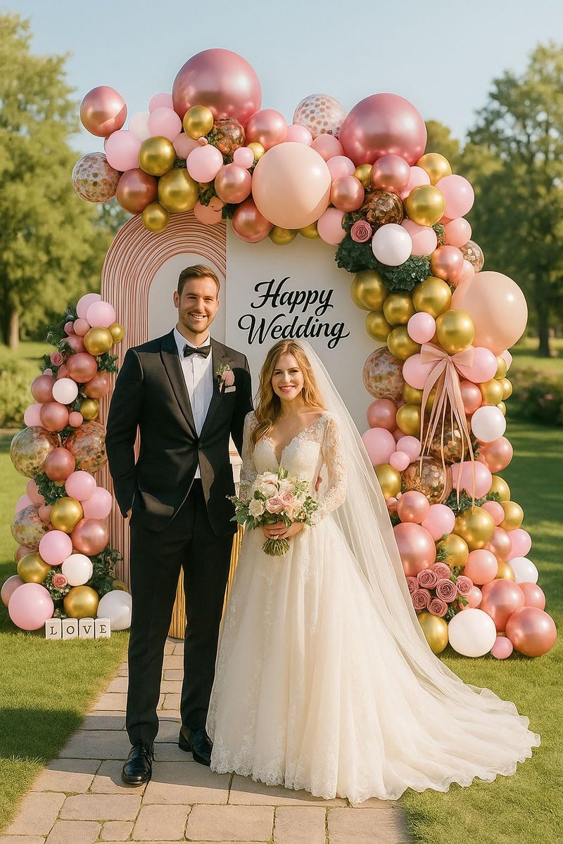 Rose Gold Balloon Garland Kit, 142Pcs Nude Pastel Pink Gold and Rose Gold Confetti Balloon Arch Kit with Electric Pump for Wedding Bridal Shower Princess Party Girl Birthday Baby Shower Decorations