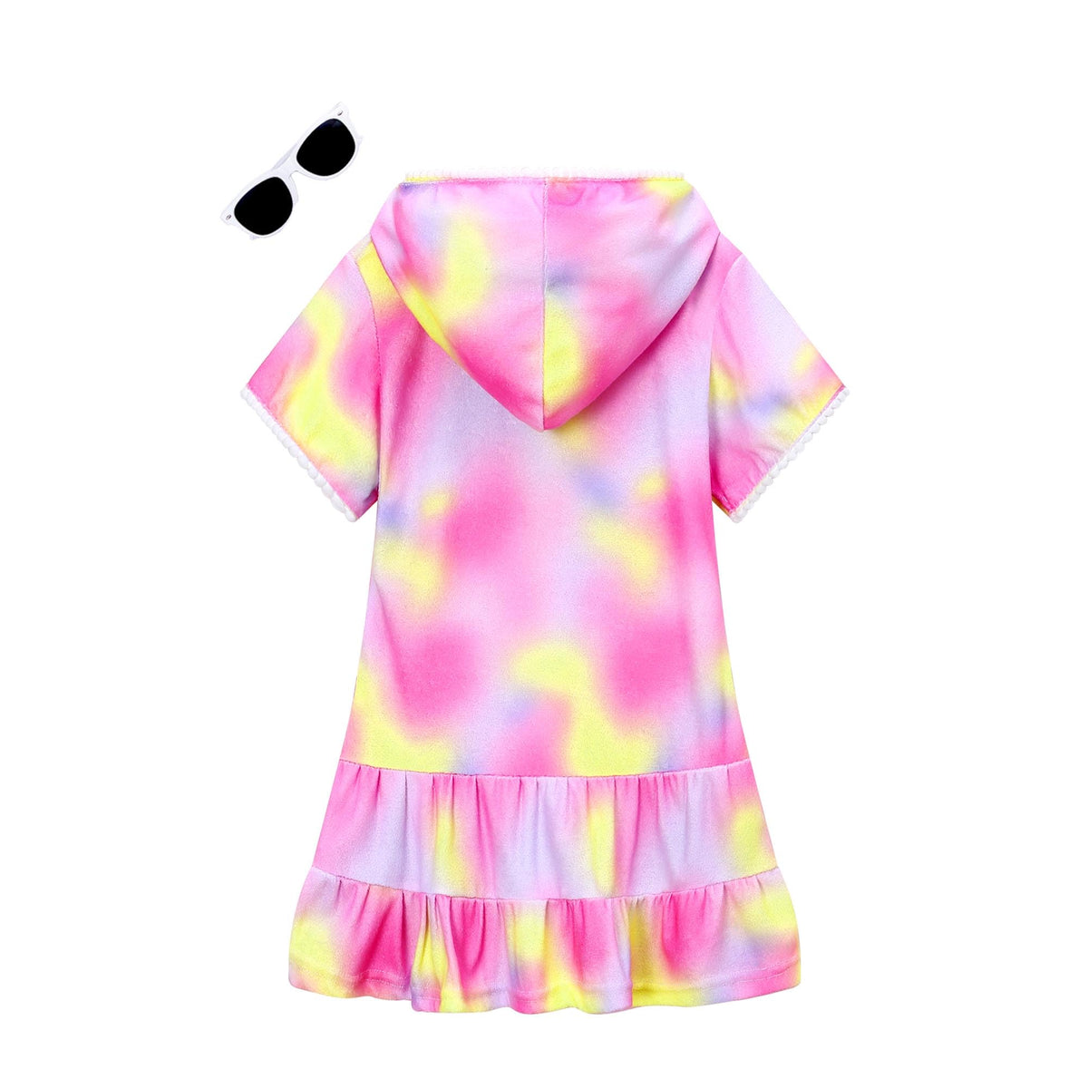 LUCKYGAL Girls Swimsuit Cover Up Zip-Up Swim Coverup Tie Dye Terry Beach Bathing Suit, Size 8 9