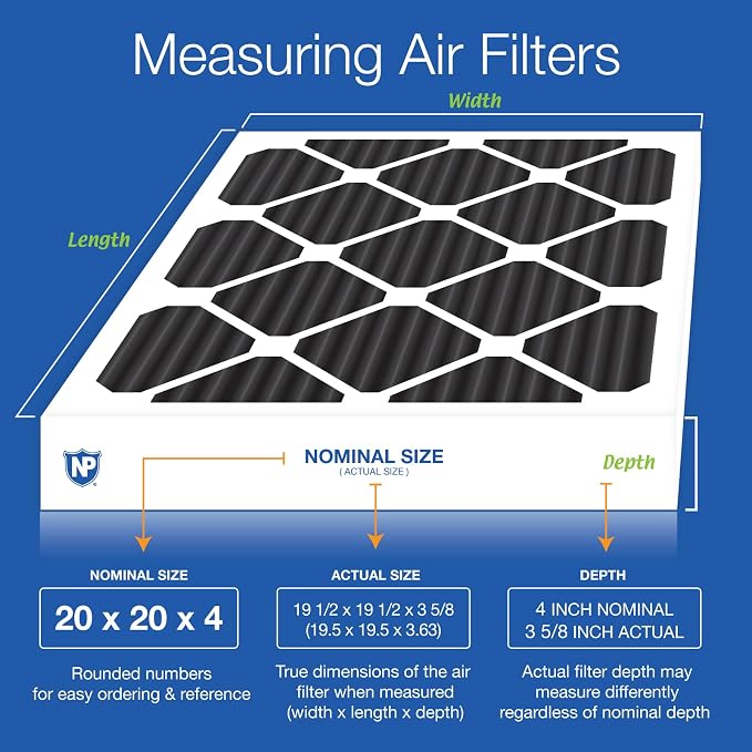 Nordic Pure 20x20x4 Pure Carbon Pleated Odor Reduction Merv 8 Furnace Filter 1