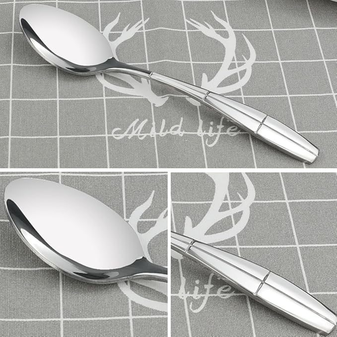 Eagrye 12 Pieces Stainless Steel Dinner Spoons, Silverware Table Spoons