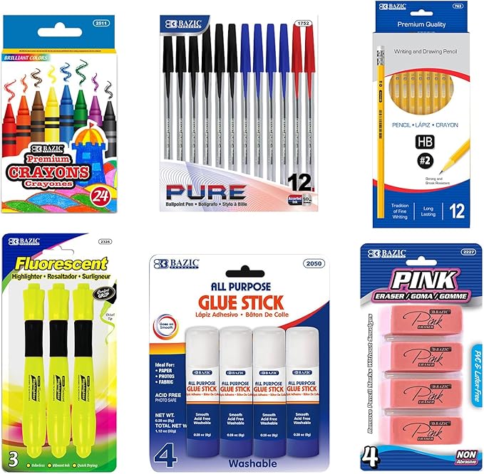 OMURA Learning Elementary School Back to School Supply Box, 85-Piece Classroom Essentials Kit – Bulk Pallet Pack (112 Units)