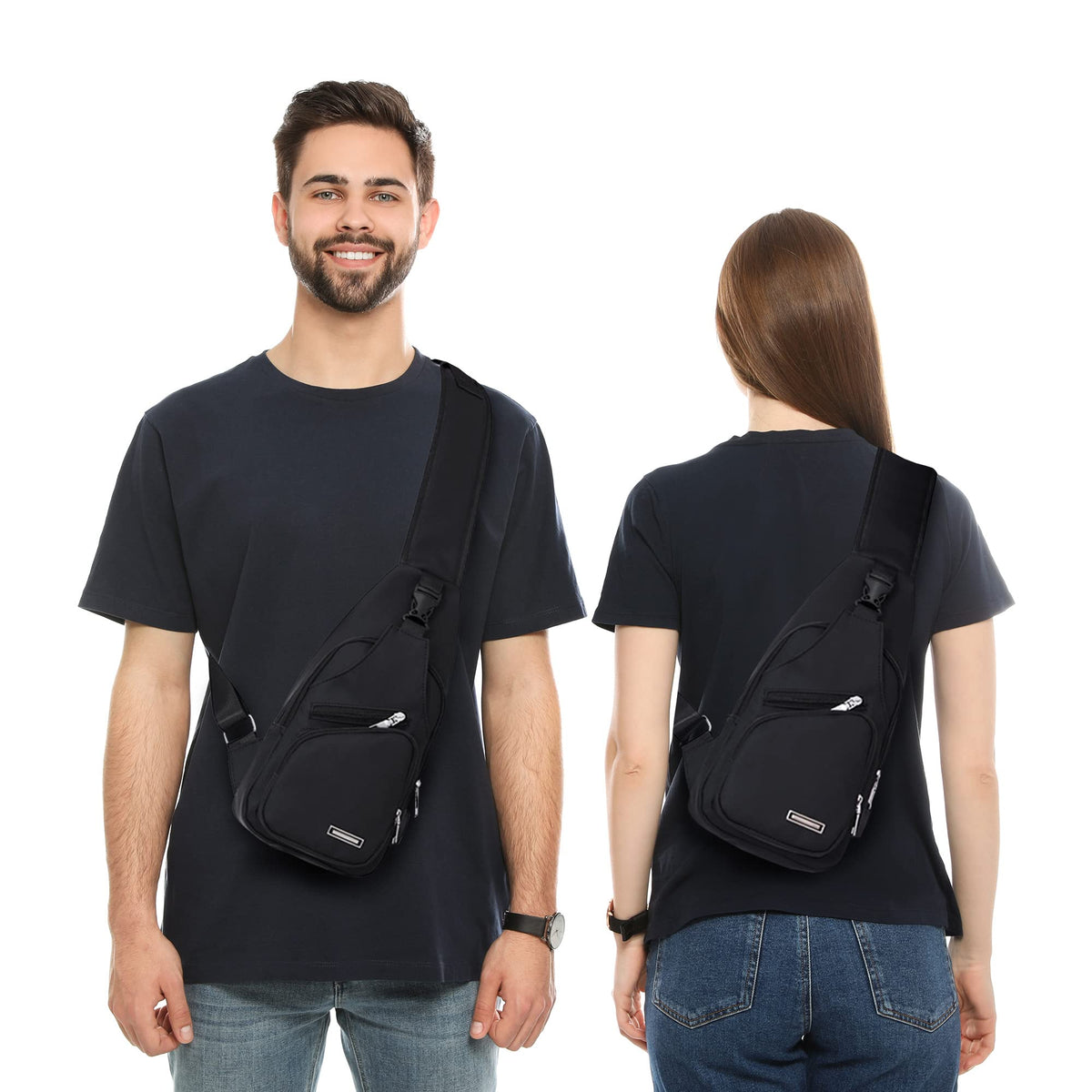 Sling Bag Crossbody Backpack for Men Women with Charger & Headphone Hole