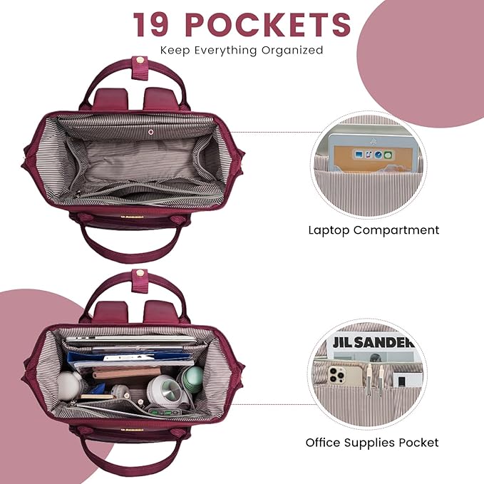 LOVEVOOK Gradient Laptop Backpack for Women,15.6 Inch Work Computer Bakcpack Purse Laptop Bag With Anti-Theft Pocket,Waterproof Carry on Teacher College Backpack for Travel,Purple-Red