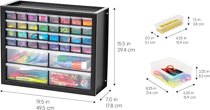 IRIS USA Screw Tool Organizer Small Parts Cabinet Chest, 36-Drawer Hardware Electronics Nuts Bolts Storage Drawers Organization Toolbox Garage Craft Business Teacher Beads Scrapbook Art Hobby - Black
