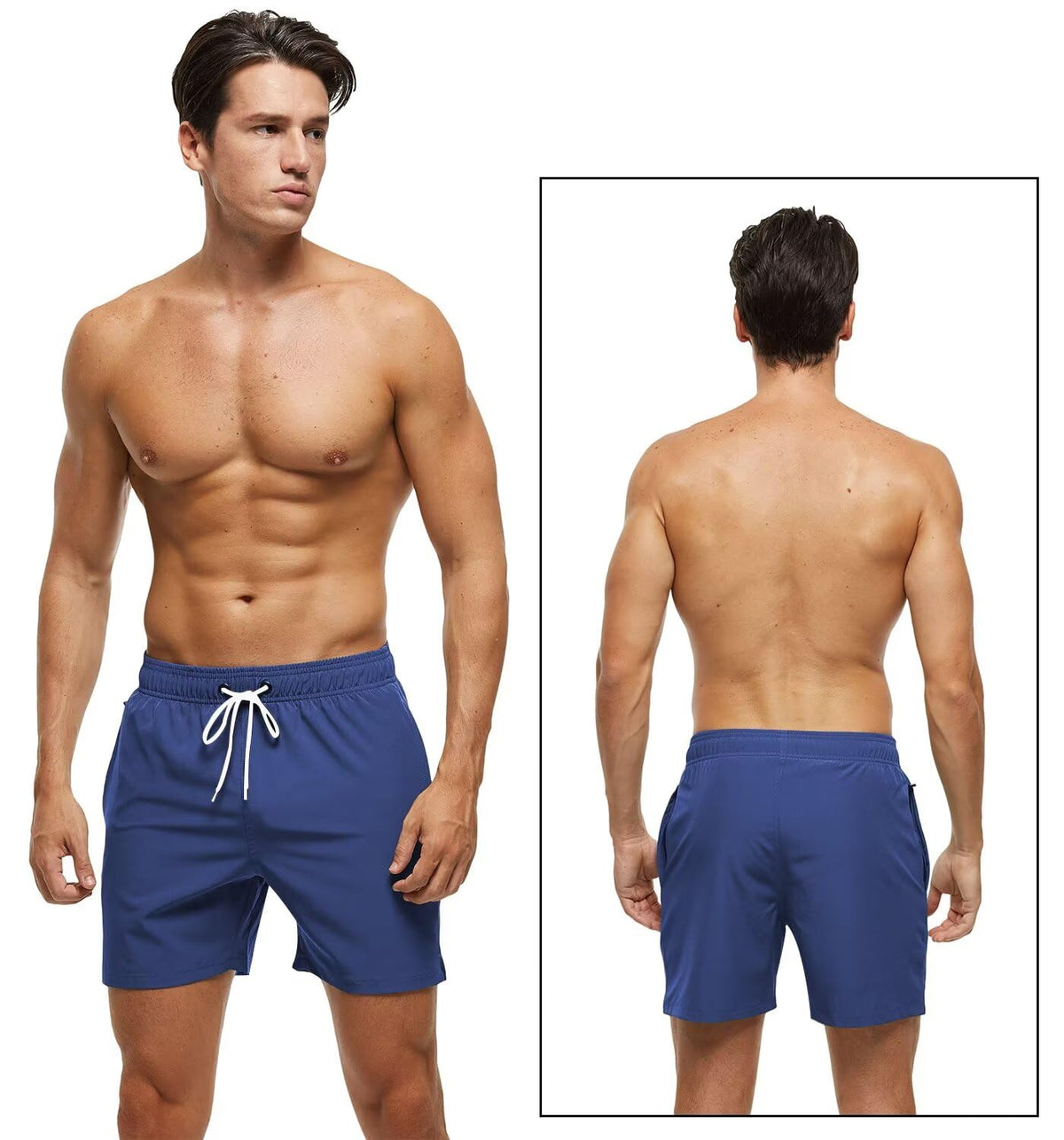 Tyhengta Men's Swim Trunks Bathing Suits with Zipper Pockets and Mesh Lining Navy 34