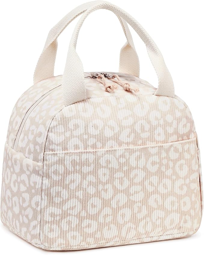 LEDAOU Lunch Box for Women Insulated Lunch Bag Corduroy Lunch Tote Bags Leakproof Cooler Lunch Case for Travel Work Picnic