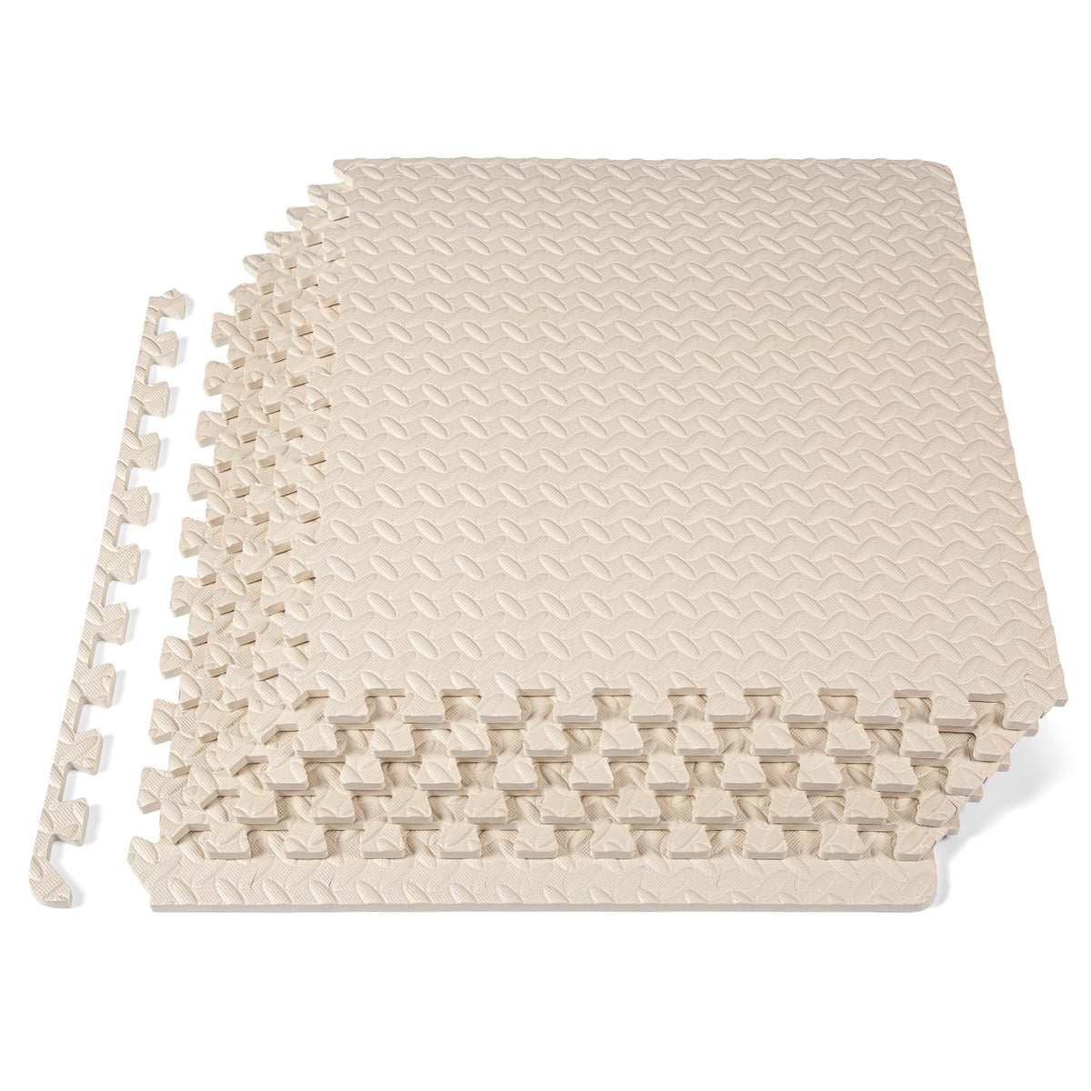 ProsourceFit Exercise Puzzle Mat 1/2-inch, EVA Interlocking Foam Floor Tiles for Home Gym, Workout Equipment, Kids Play Areas, Beige, 24 Sq Ft - 6 Tiles