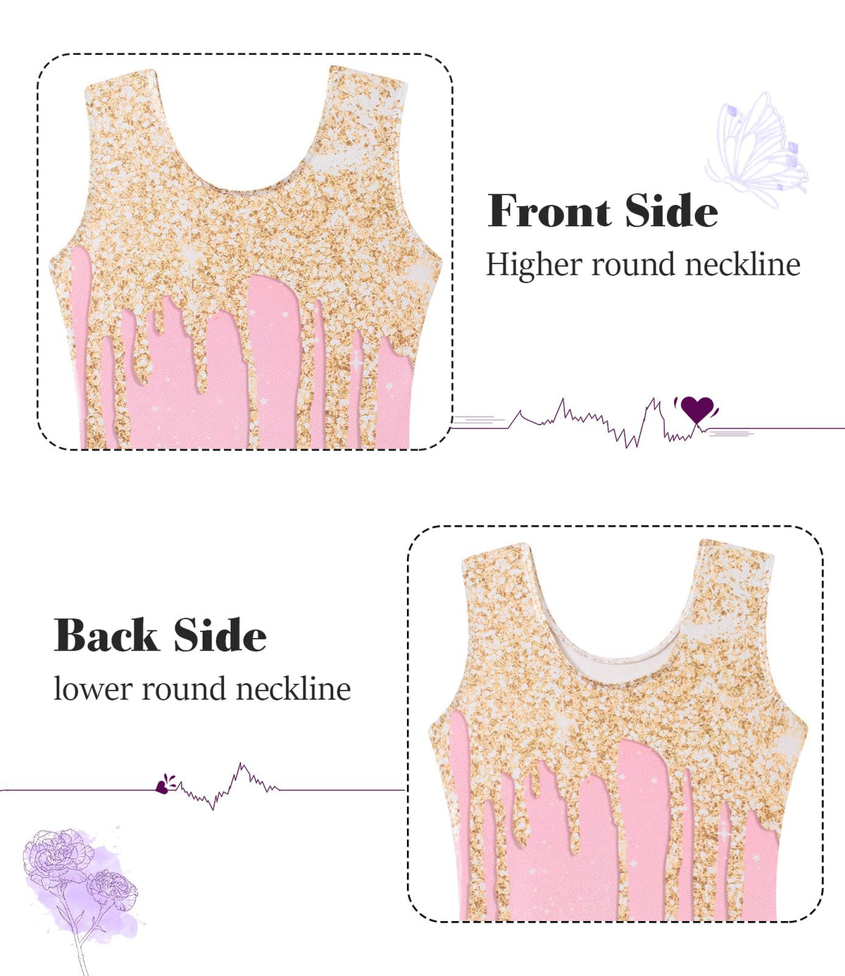 Vogseek Sparkly Gymnastics Leotards for Girls 4 5Y Pink Golden Activewear