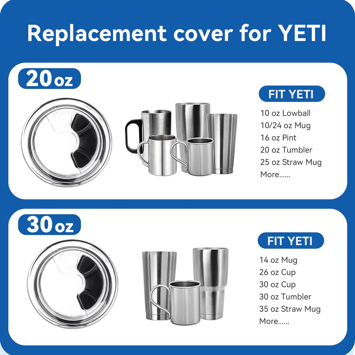 Prurex Magnetic Lid for YETI Rambler 20oz Tumbler & 3.2 Inch Mouth Bottles | Transparent SK Material | Sliding Lock Leakproof Design | Durable Replacement Cup Cover(1 Pack)