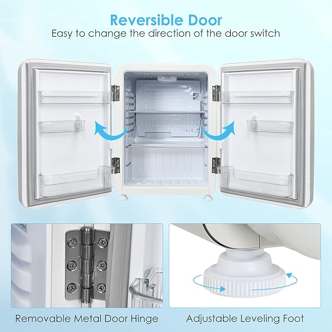 COSTWAY Compact Refrigerator, 2.4 cu ft. Single Door Small Fridge with Auto Defrost, Adjustable Temperature 32℉ to 50℉, Reversible Door, Removable Glass Shelves, Mini Fridge for Apartment, White