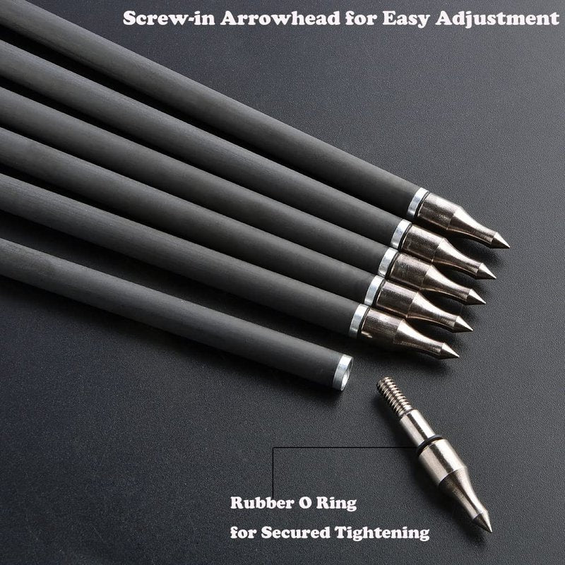 SHARROW 33 inch Carbon Arrow Hunting Arrows 400 Spine with 100 Grain Removable Tips for Archery Compound & Recurve & Traditional Bow Hunting Practice Shooting 6/12pcs (12pcs, Purple)
